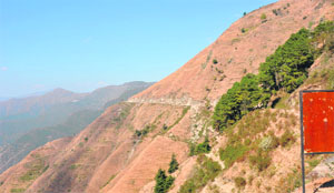 The barren hills of the Jaunsar-Bawar area.