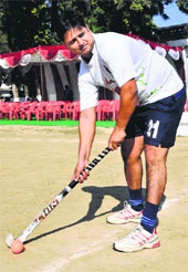 Sunil Kumar of the Haryana police in Haridwar on Thursday.