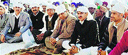 Doon MLA Ramkumar Chawdhary, his father and former MLA Lajja Ram, Minister for Social Justice and Empowerment DR Shandil and former MLA Lakhwinder Rana at Sandholi village in Baddi on Thursday