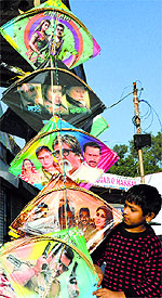 Kites carrying photographs of cricket stars are a hit in Ludhiana