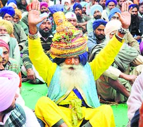 Heavy duty support: A SAD supporter raises a slogan in partys favour at the rally