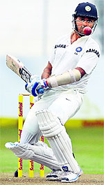 Murali Vijay watches a ball leaving past him on Day 1 of the second Test on Thursday