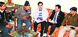 Dr Raj Kumar Verka, vice-chairperson, National SC Commission, (second from right) and DCP listen to the victim in Amritsar on Friday