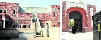 A view of the house for Nambardar, raised in the heritage village being set up in Guru Nanak Dev University, (and right) Qila Gobindgar in Amritsar