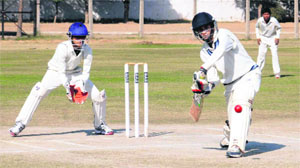 Players in action during the SS Bawa Memorial Under-16 Inter-School Cricket Tournament at Sector 26, Chandigarh, on Friday.