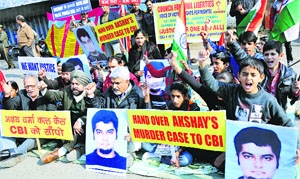Members of Council for Civil Liberties protesting in Jammu on Friday. 