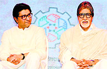 Amitabh Bachchan and and MNS chief Raj Thackeray shared the dais for a function to commemorate seven years of MNSs movie industry wing on Decmber 23