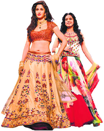 Katrina Kaif and Juhi Chawla in Diva'ni outfits
