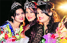 Khyati Sharma was crowned Miss Uttarakhand while Sonam Bisht and Rinki Ghildiyal were adjudged as the first and the second runners-up in Dehradun on Saturday. Winners of other titles include Miss Photogenic-- Priya Kaur and Satvika Goyal; Miss Body Beautiful-- Sonam Bisht; Miss Fresh Face--Ankita Makad and Pooja Rawat; Miss Radiant Skin--Priyanka Sharma and Kiran Bhandari; and Miss Talented--Rinki Ghildiyal and Satvika Goyal