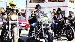 Bikers take part in a rally in Dehradun on Saturday