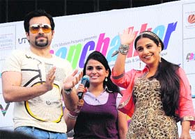 Bollywood actors Vidya Balan and Imraan Hashmi during the promotion of their film Ghanchakkar