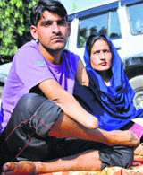 Somi Kumar on protest in Jammu on Saturday.