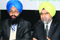 EcoSikh chief Dr Rajwant (right) in Chandigarh on Saturday. Tribune photo: Manoj Mahajan