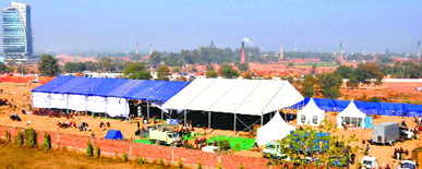 The venue where Prime Minister Manmohan Singh will lay the foundation stone of the Homi Bhabha Cancer Hospital and Research Centre at Mullanpur.