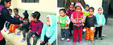 Children living on the premises of the Kapurthala Jail with their mothers who are inmates.