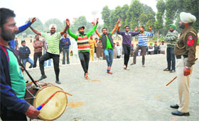 Inmates practise bhangra steps at the Central Jail in Patiala.