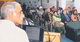 Dr Vinay Sakhuja, Director, Nephrology and Transplant Medicine, addresses senior citizens during a health talk held at the Max Super Speciality Hospital in Mohali