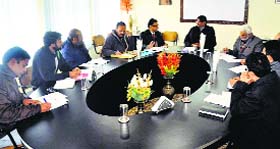 Members of the Geological Survey of India and Kashmir University during a meeting on the university campus