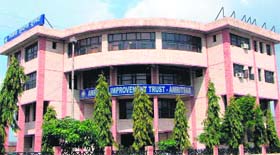 A view of the Amritsar Improvement Trust office at Ranjit Avenue