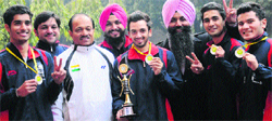 The badminton team of Panjab University which won the silver medal in the All-India 