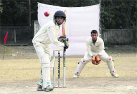 A match in progress during the Bankelal Shah Memorial Under-15 Cricket Tournament at Rangers College ground in Dehradun on Tuesday