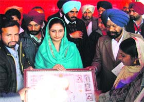 Bathinda MP Harsimrat Kaur Badal during a sangat darshan on Wednesday