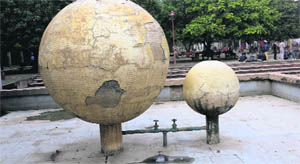 A damaged fountain at Sector 17 in Chandigarh