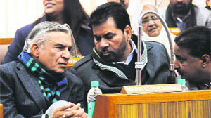 Chandigarh MP Pawan Kumar Bansal and outgoing Mayor Subhash Chawla during the counting of votes.