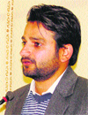 Anandbir Singh Gillankhera, president of the Sirsa parliamentary constituency unit of the Youth Congress, speaks at a function in Fatehabad on Thursday. A Tribune photograph