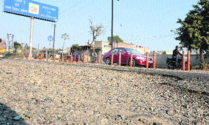 The Jalandhar-Nakodar road in a deplorable condition.
