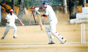 A match in progress during the Cremica Cup T-20 Cricket Tournament in Ludhiana on Thursday.