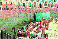 The construction work going on at Rani Talab in jind city
