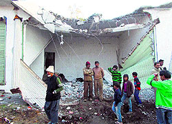An illegal construction razed by the Municipal Corporation in Yamunanagar on Friday