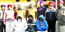 The accused in police custody in Jagraon. A Tribune photo