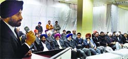 Additional Sessions Judge Kamaljit Lamba shares his experiences with judicial officers at the district courts complex in Ludhiana. Photo: Inderjeet Verma