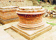 A restored stupa at the Buddhist site of Ambaran
