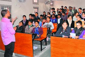 A Sanskrit class in progress during a workshop at DAV School, Sector 15, Chandigarh, on Monday