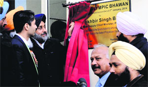 Punjab Deputy Chief Minister Sukhbir Singh Badal inaugurates the Olympic Bhawan at Phase IX in Mohali on Tuesday.
