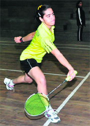 Sanya Sethi of Chandigarh in action on Tuesday
