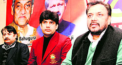 President of the Volleyball Federation of India Avdhesh Kumar Chaudhary addresses mediapersons in Dehradun on Tuesday