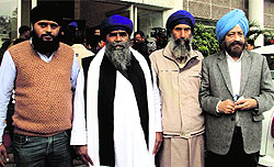 A delegation of Sikhs comes out of the Secretariat after meeting Chief Minister Vijay Bahuguna on the issue of Gurdwara Gyan Godri in Dehradun on Tuesday