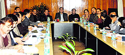 Chief Minister Vijay Bahuguna reviews works of the Irrigation Department at the Secretariat in Dehradun on Tuesday