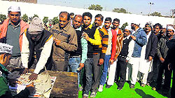 People queue up for Aam Aadmi Party membership in Sirsa on Tuesday