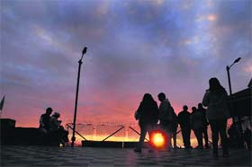 An overcast sky during sunset in Shimla on Tuesday