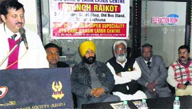 Health and Family Welfare Minister Surjit Kumar Jiyani addresses a function at Raikot