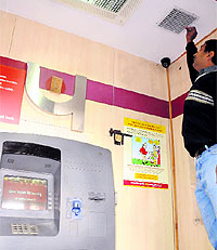 The ATM of Punjab National Bank in Sector 9, Chandigarh, that miscreants tried to break open on Tuesday night