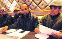 Office-bearers of the Mussoorie Traders Association address mediapersons in Mussoorie on Wednesday. A Tribune photograph