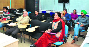 Participants of the webinar at the Panjab University in Chandigarh on Thursday. 