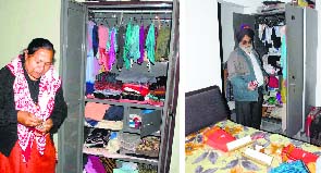 Owners of houses show ransacked rooms after thieves struck at Ladewali locality in Jalandhar on Wednesday night. Tribune photos