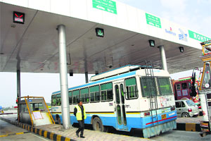 A toll plaza on the Rohtak-Panipat stretch. 